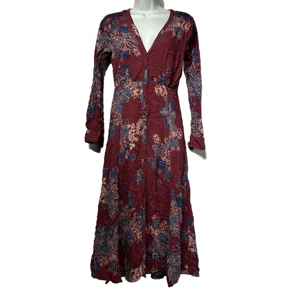 Free People Dresses & Skirts - FREE PEOPLE Miranda Embroidered Long Sleeve Floral Maxi Dress Size 4